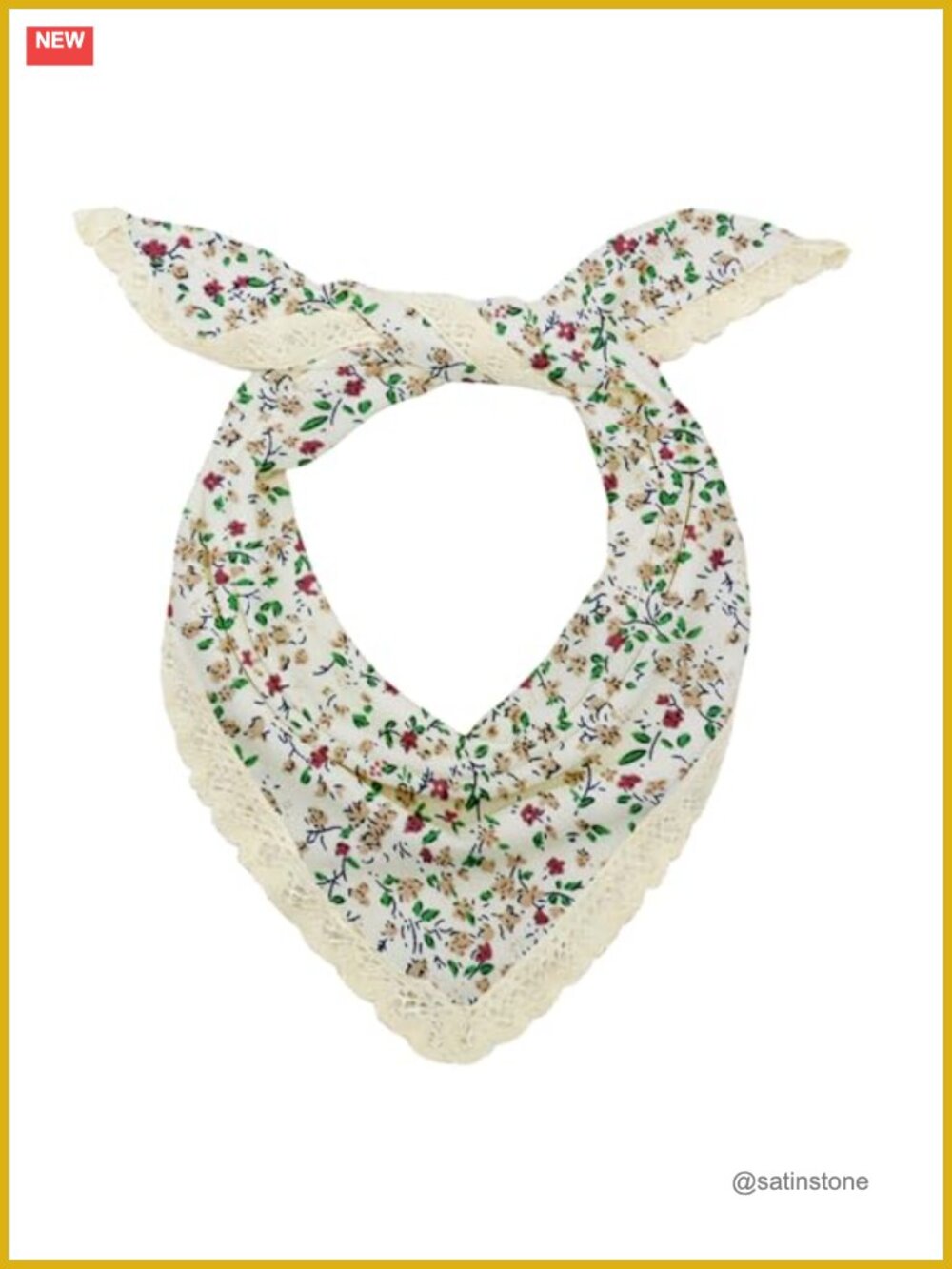 Floral Triangle Bandana Head Scarf Polyester Headband Kerchief